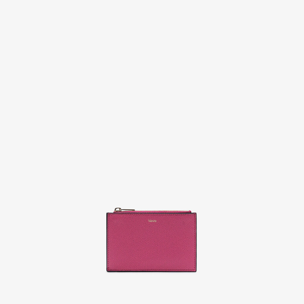 Card Holder 3CC with Zip - Magenta Red - Vitello VS - Valextra - 4