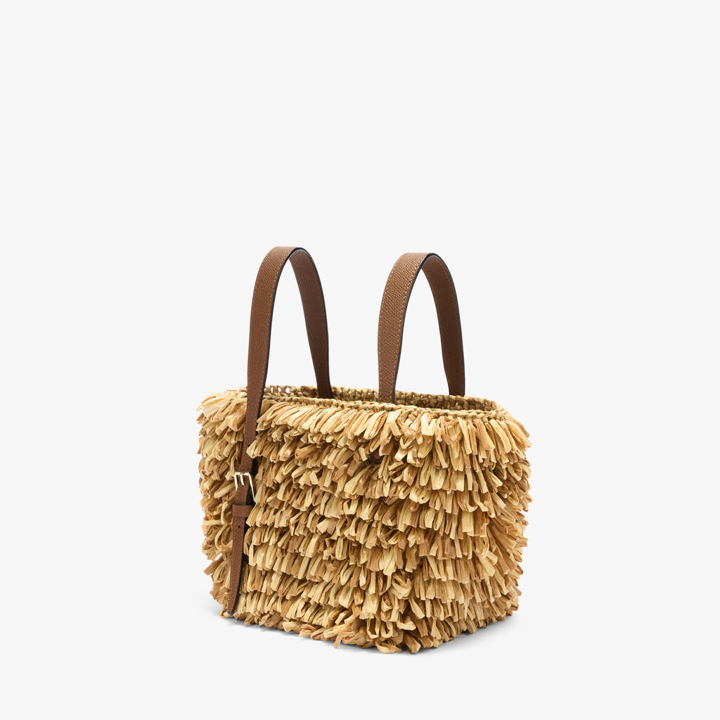 Soft Wavy Raffia Bucket Bag -  - Tessuto Punto Pelliccia/Vitello VS - Valextra - 5