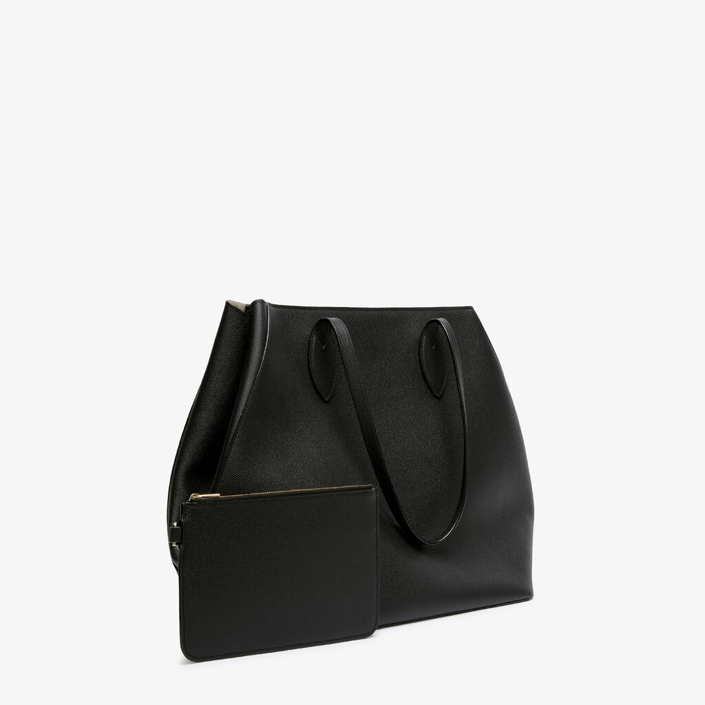 Vivi Shopping Large Bag - Black - Vitello Millepunte Soft - Valextra - 6