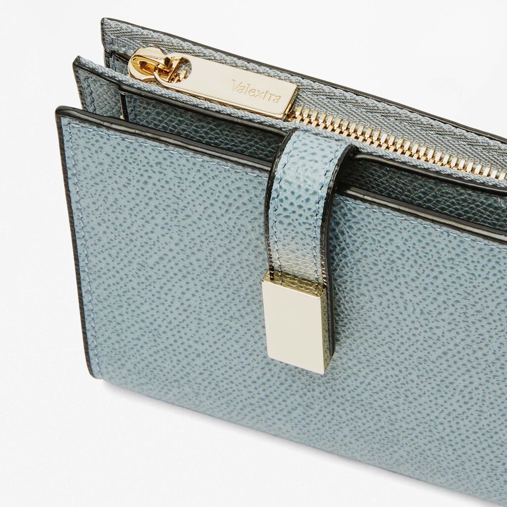 Small Wallet With Coin Purse - Smokey Blue - Vitello VS - Valextra - 3