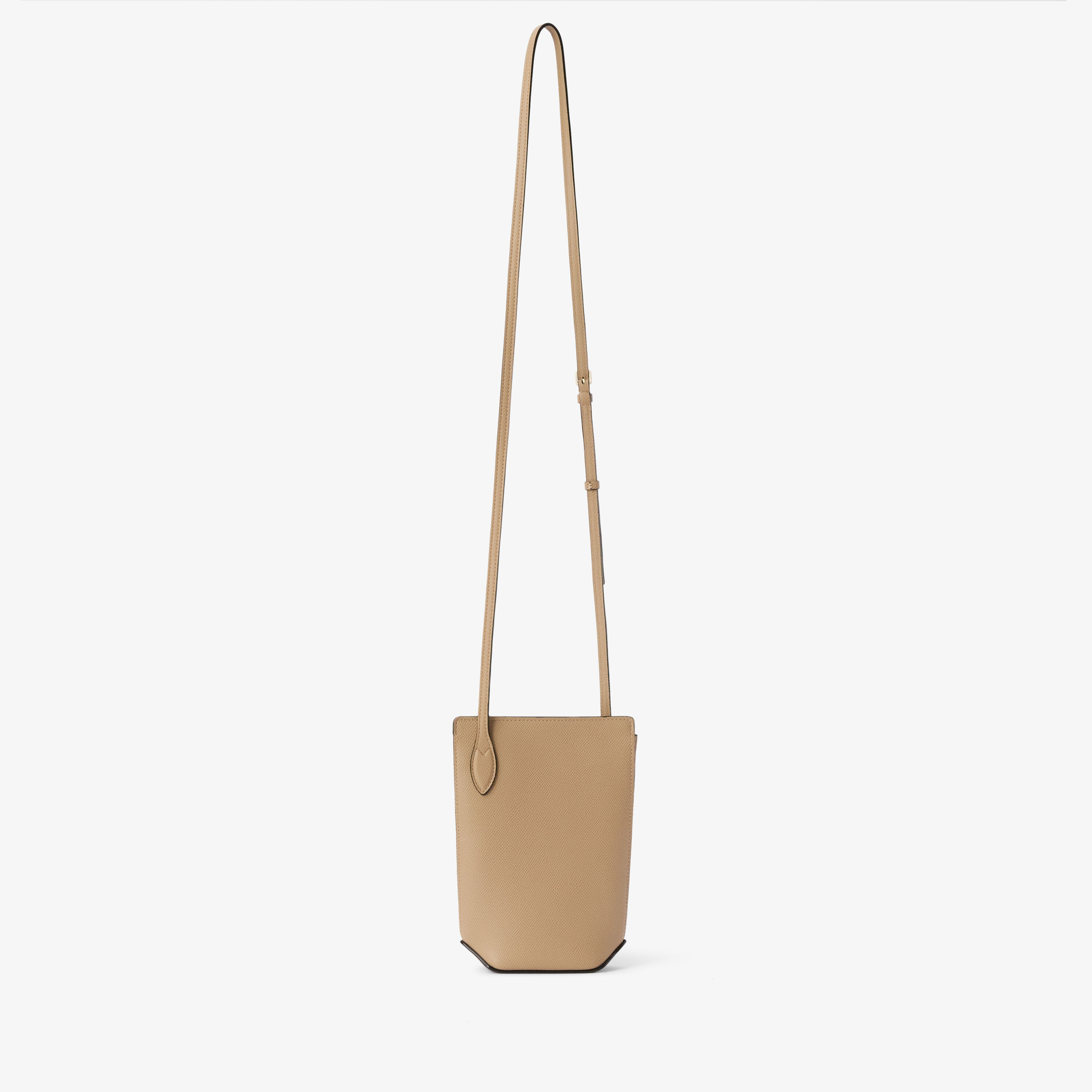 Beige Grained Leather Luxury Crossbody Phone Bag | Valextra Vivi