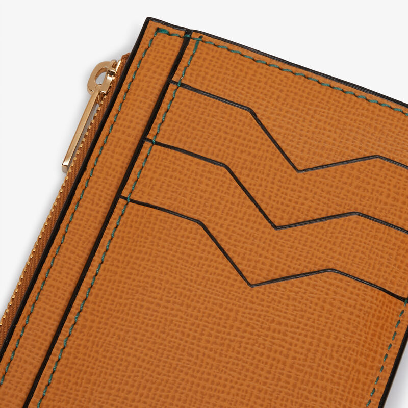Card Holder 3CC with Zip - Havana Brown - Pavè calf leather - Valextra - 3