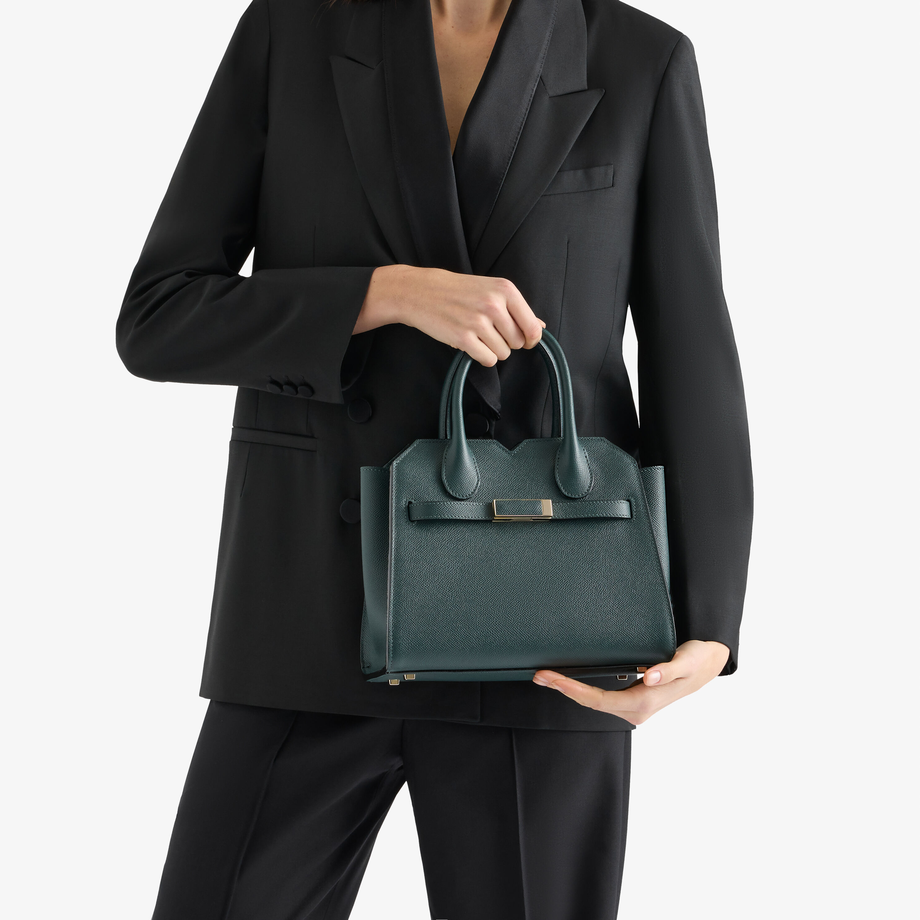 Women's Green Luxury Leather Two Handles Mini Bag | Valextra