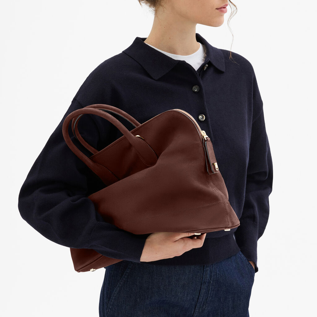 Borsa Bowling MyLogo Senso Media - Marrone Cioccolato - Vitello Millepunte Nabuk - Valextra - 3