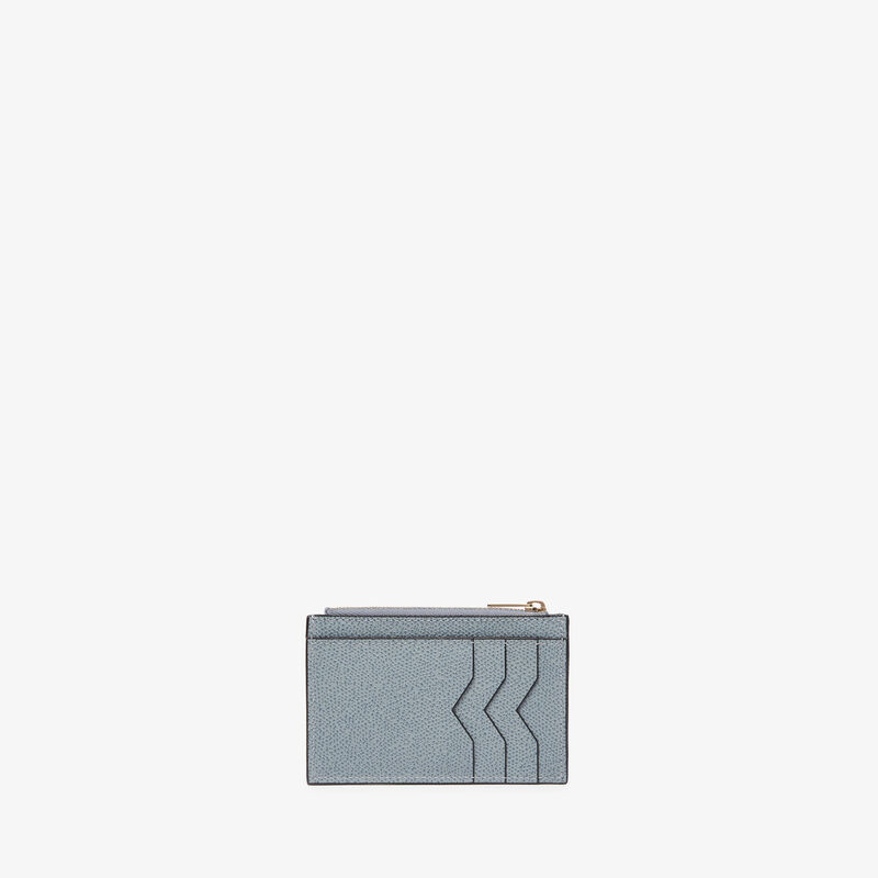 Card Holder 3CC with Zip - Niagara Blue - Millepunte calf leather - Valextra - 1