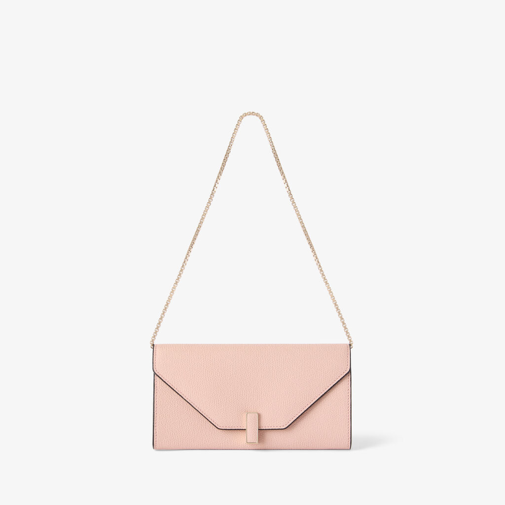 Iside continental purse with chain - Bonne Mine Pink - Vitello VS - Valextra - 1