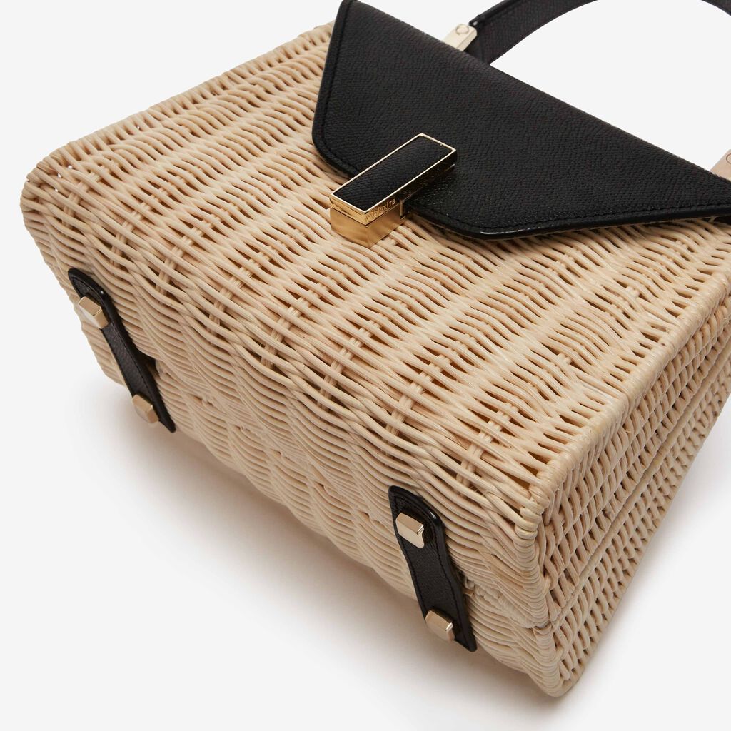 Iside Wicker Top Handle Mini Bag - Beige/Black - Midollino/Vitello VS - Valextra - 5