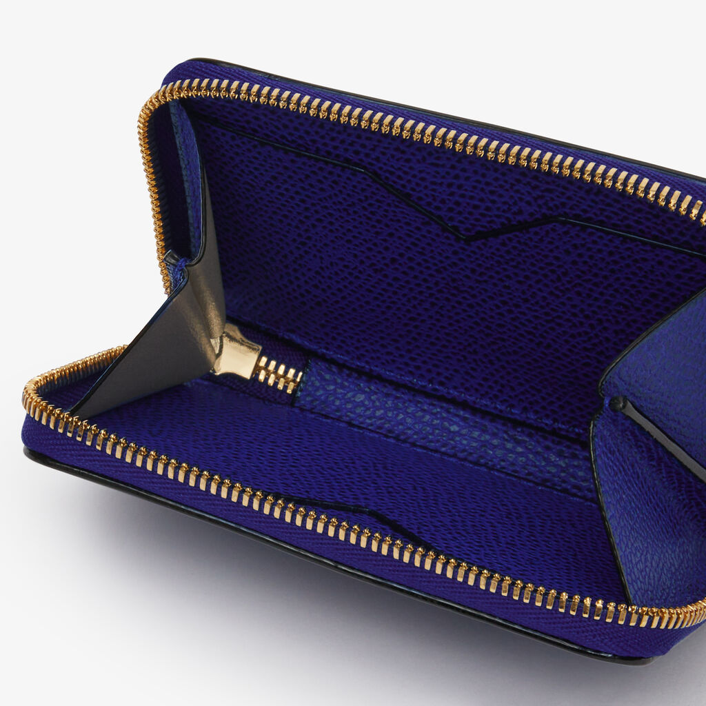 Coin holder zipped wallet 2cc - Royal Blue - Vitello VS - Valextra - 2