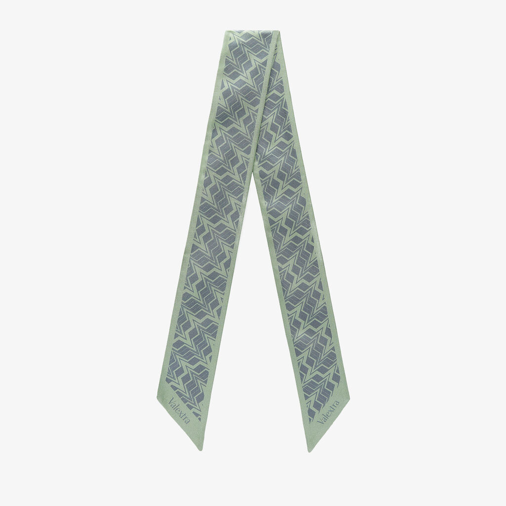 Silk Band Abstract - Celadon Green/Niagara Blue - Seta - Valextra - 1