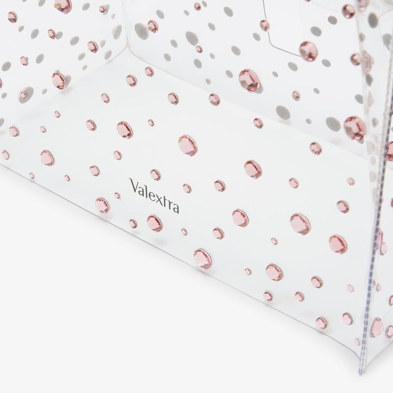 Rhinestone Raincoat Iside Micro - Transparent/Peony pink - Recyclable Ecoline Sheer and Strass - Valextra - 4