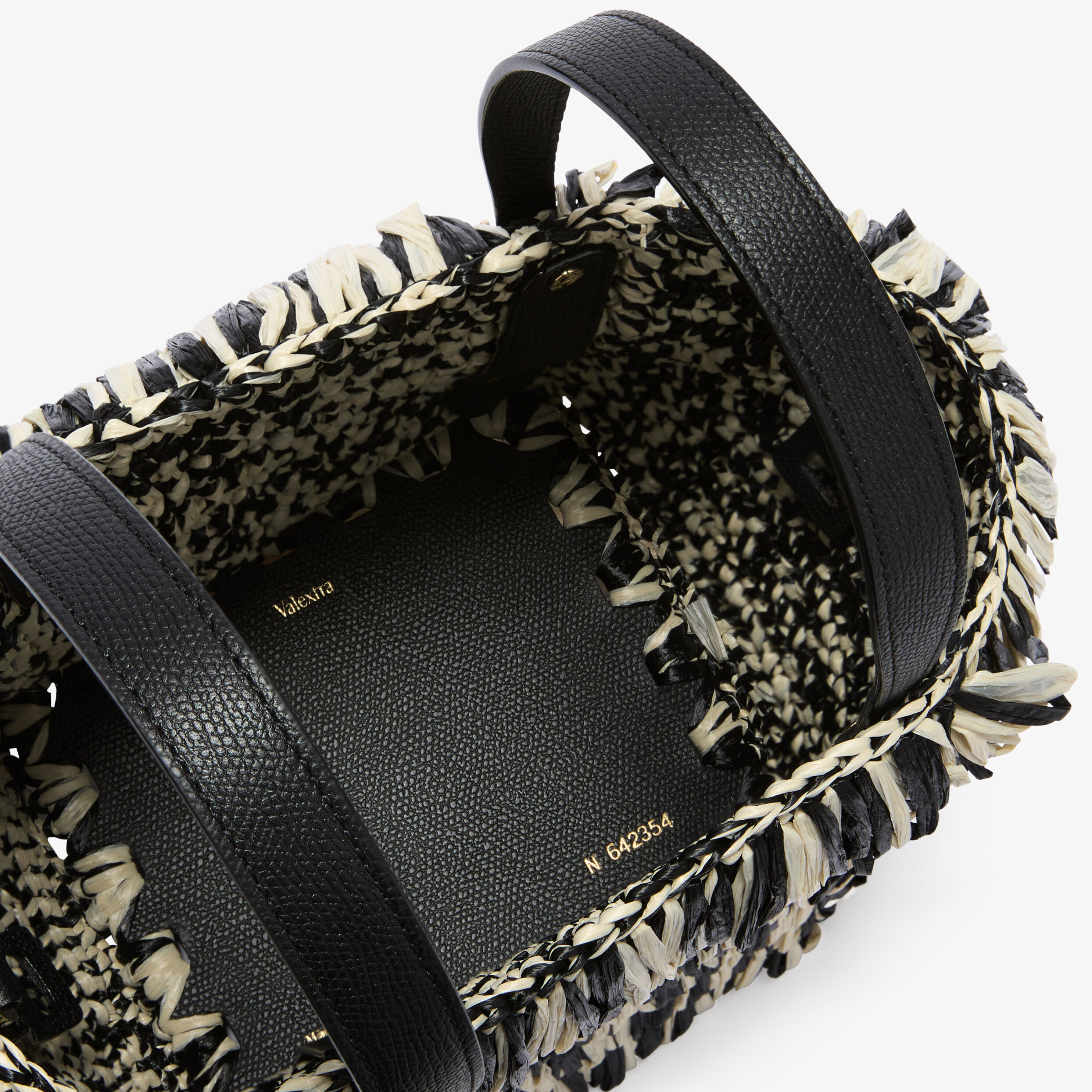 Tessuto Punto Pelliccia/Vitello VS Soft Wavy Raffia Bucket Bag in