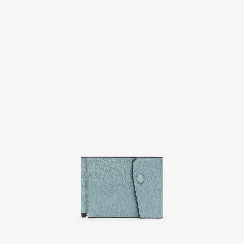 Grip 6cc wallet with botton - Smokey Blue - Vitello VS - Valextra - 1