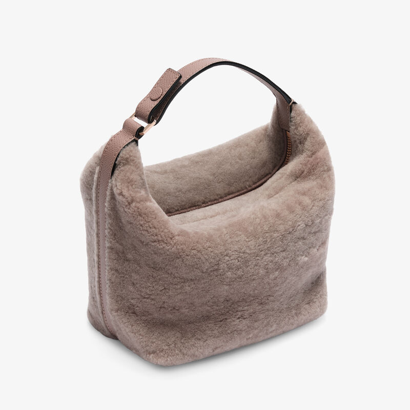 Mochi Shearling Top Handle Mini Bag -  - Montone Merinos/Vitello Millepunte Soft - Valextra - 4