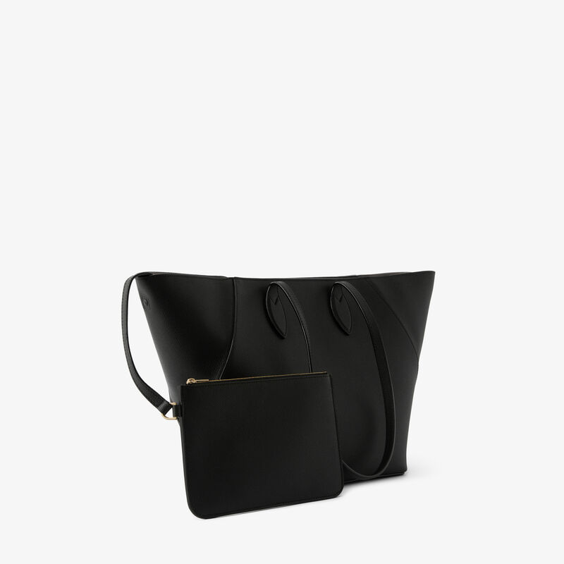 Vivi Shopping Medium Bag - Black - Millepunte Soft calf leather - Valextra - 4