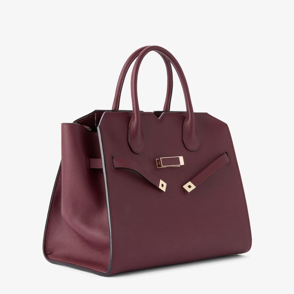 Milano Two Handles Medium Bag - Claret Red - Millepunte Soft calf leather - Valextra - 5