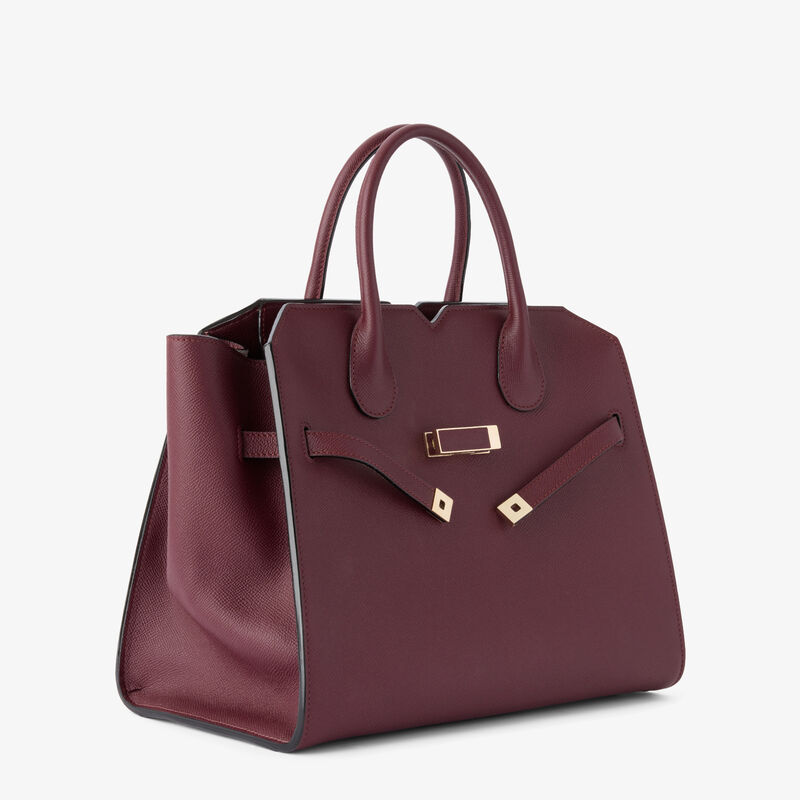 Milano Two Handles Medium Bag - Claret Red - Millepunte Soft calf leather - Valextra - 5