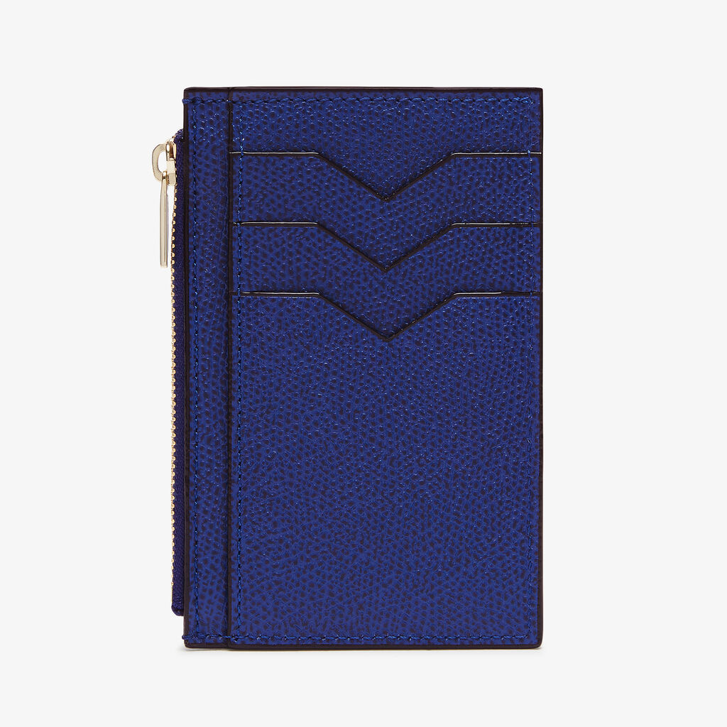 Card Holder 3CC with Zip - Royal Blue - Vitello VS - Valextra - 5