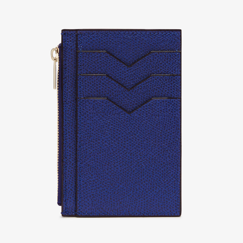 Card Holder 3CC with Zip - Royal Blue - Millepunte calf leather - Valextra - 5
