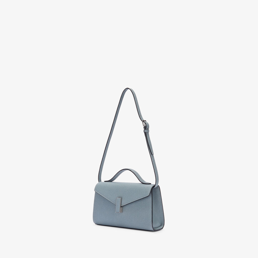 Borsa a Mano Iside T&igrave;n - Blu Niagara - Pelle di vitello Millepunte - Valextra - 5
