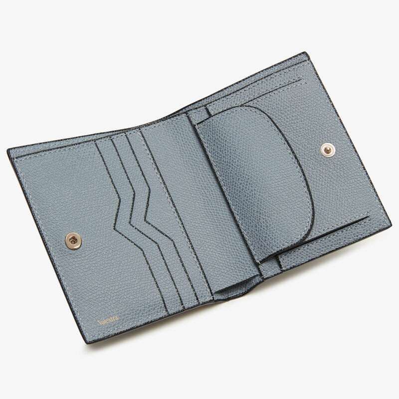 Compact Wallet 3 CC with Coin Purse - Niagara Blue - Millepunte calf leather - Valextra - 2