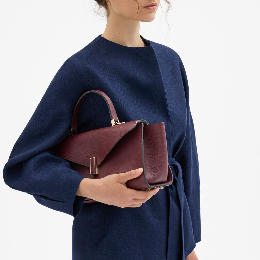 Iside Editor Top Handle Medium Bag - Claret Red - Millepunte Soft calf leather - Valextra - 2