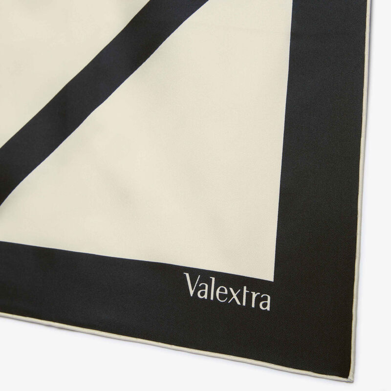 Silk Scarf - Pergamena White/Black - Silk - Valextra - 2