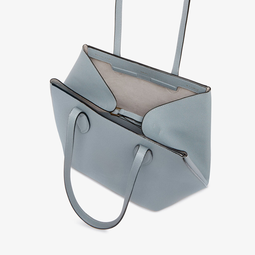 Vivi Shopping Medium Bag - Niagara Blue - Vitello Millepunte Soft - Valextra - 8