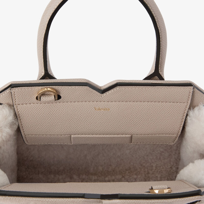 Milano Suede Shearling Two Handles Mini Bag - Nude Pink - Montone Scamosciato/Vitello Millepunte Soft - Valextra - 5