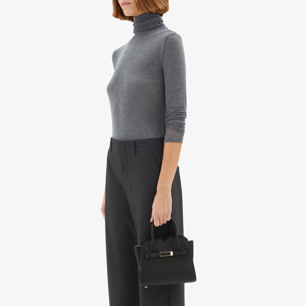 Milano Crossbody Micro Bag - Black - Vitello Millepunte Soft - Valextra - 2