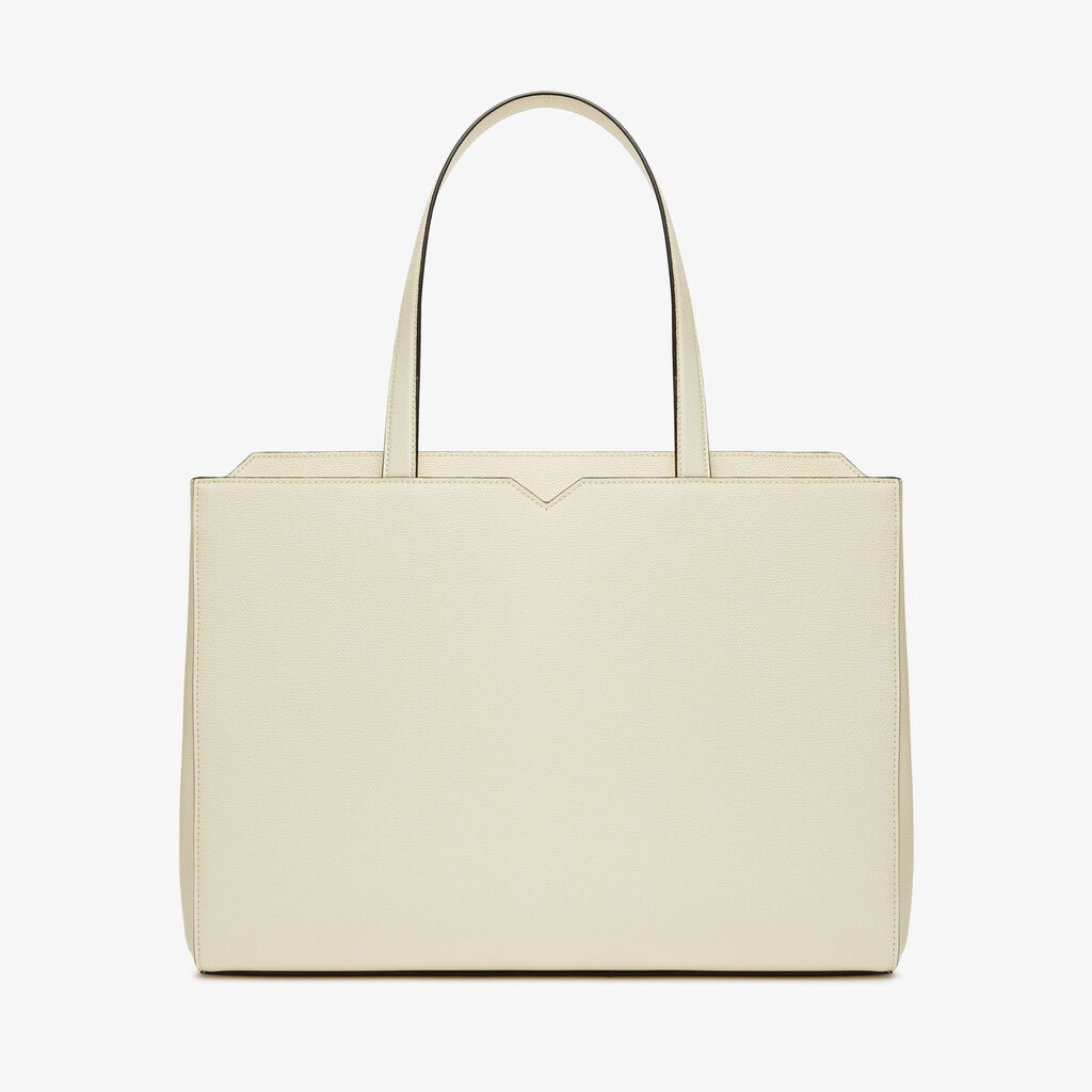 V-line Horizontal Shopping Bag - Pergamena White - Vitello VS - Valextra - 5