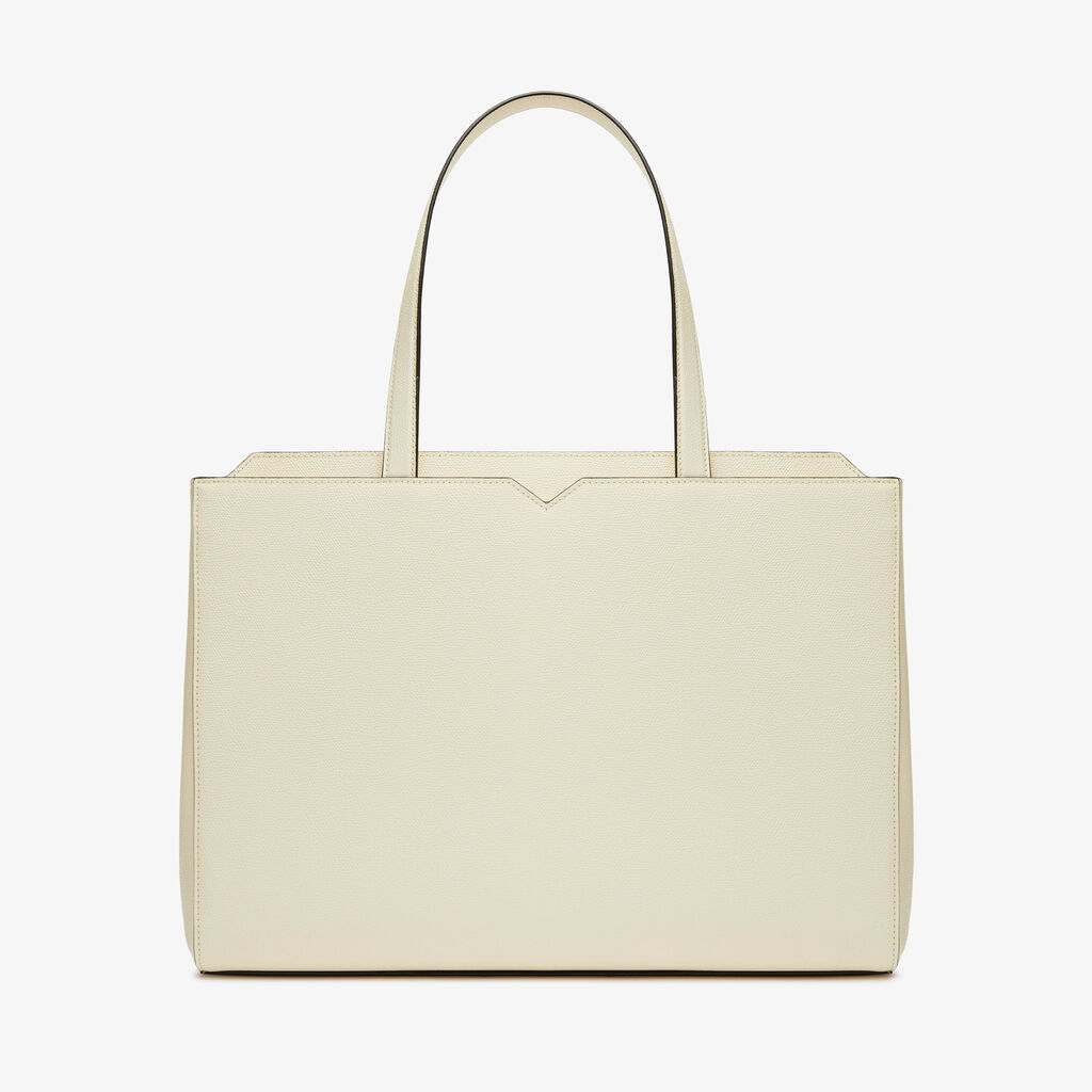 V-line Horizontal Shopping Bag - Pergamena White - Vitello VS - Valextra - 5