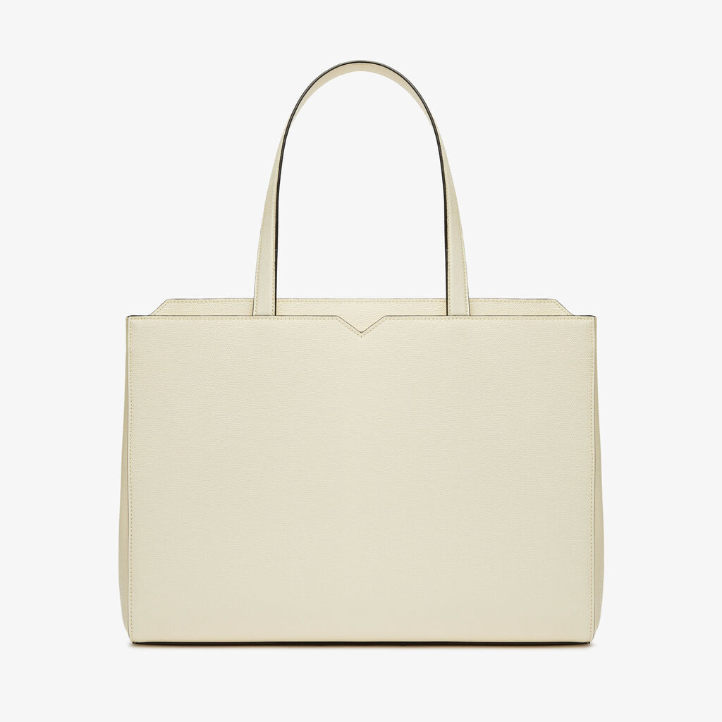 Borsa Shopping Orizzontale V-line - Bianco Pergamena - Vitello VS - Valextra - 5