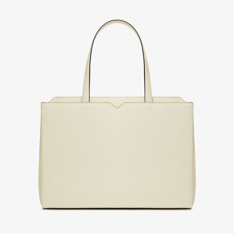 V-line Horizontal Shopping Bag - Pergamena White - Millepunte calf leather - Valextra - 5