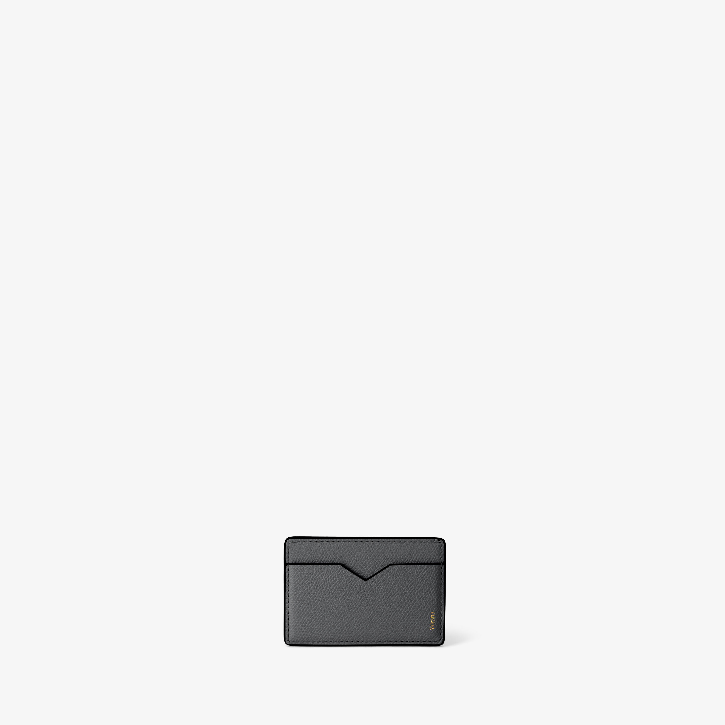 Gray Grained Leather Luxury Magnetic Card Case | Valextra