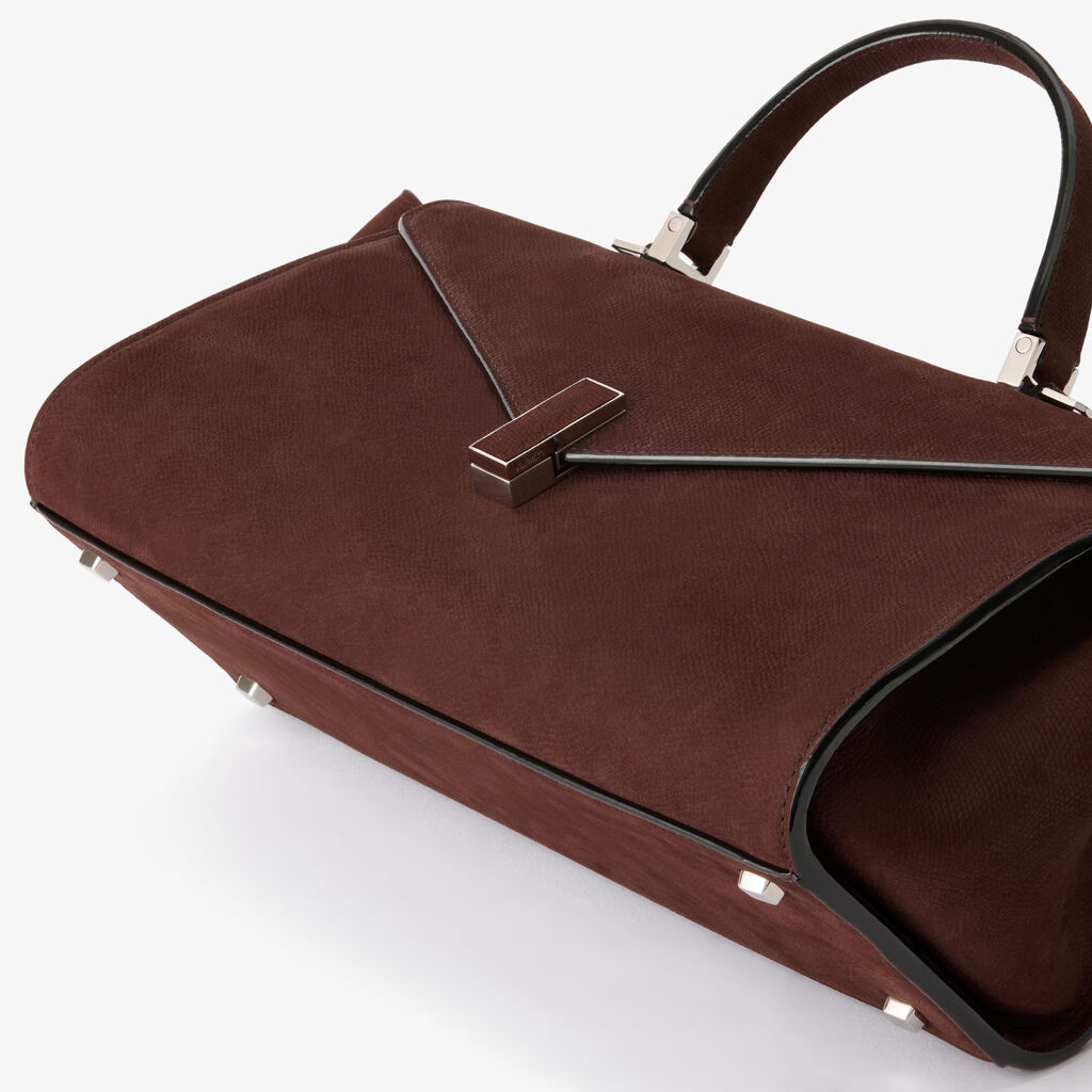Iside Editor Senso Top Handle Medium Bag - Chocolate Brown - Vitello Millepunte Nabuk - Valextra - 5