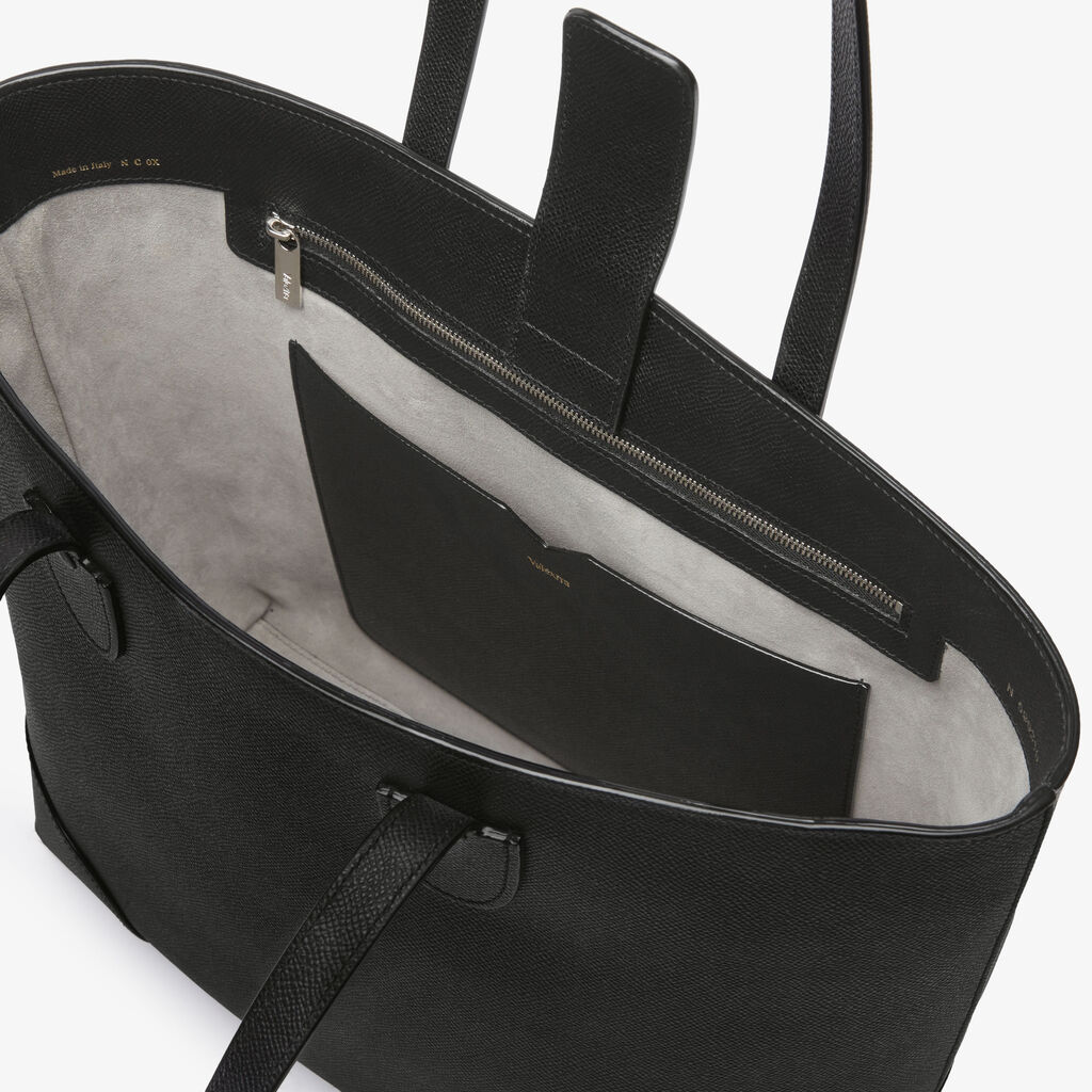 Babila Tote Medium Bag - Black - Vitello Millepunte Soft - Valextra - 3