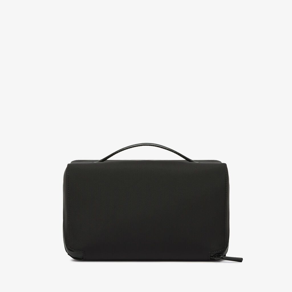 V-Line Assoluto Wash Bag - Black - Tessuto Baltimora/Vitello VS - Valextra - 4