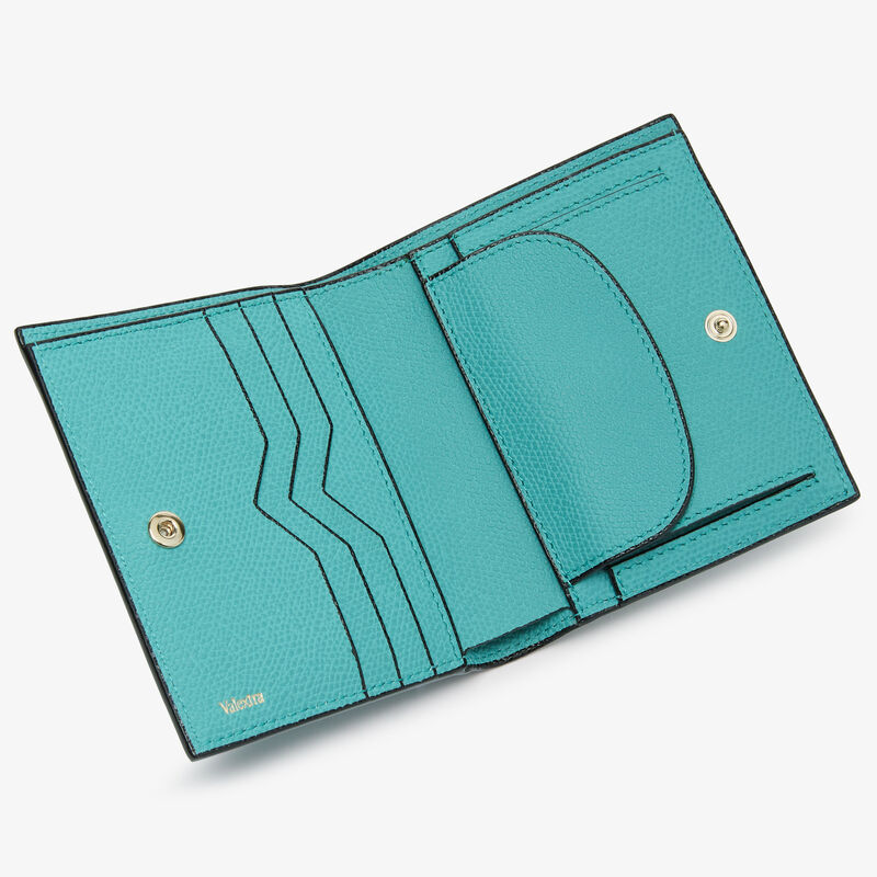 Compact Wallet 3 CC with Coin Purse - Ocean Blue - Millepunte calf leather - Valextra - 2
