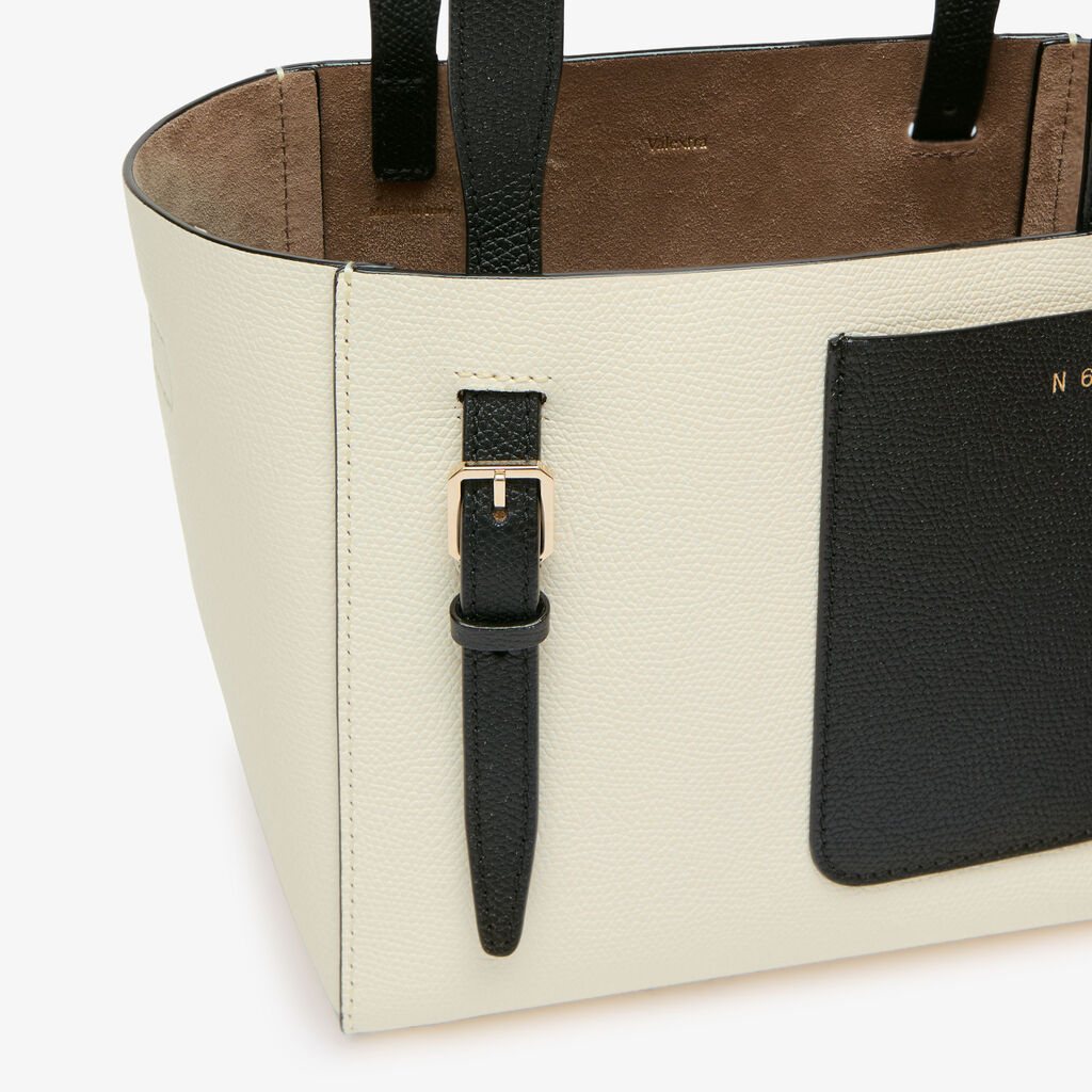 Soft Bucket Micro bag - Pergamena White/Black - Vitello VS - Valextra - 4