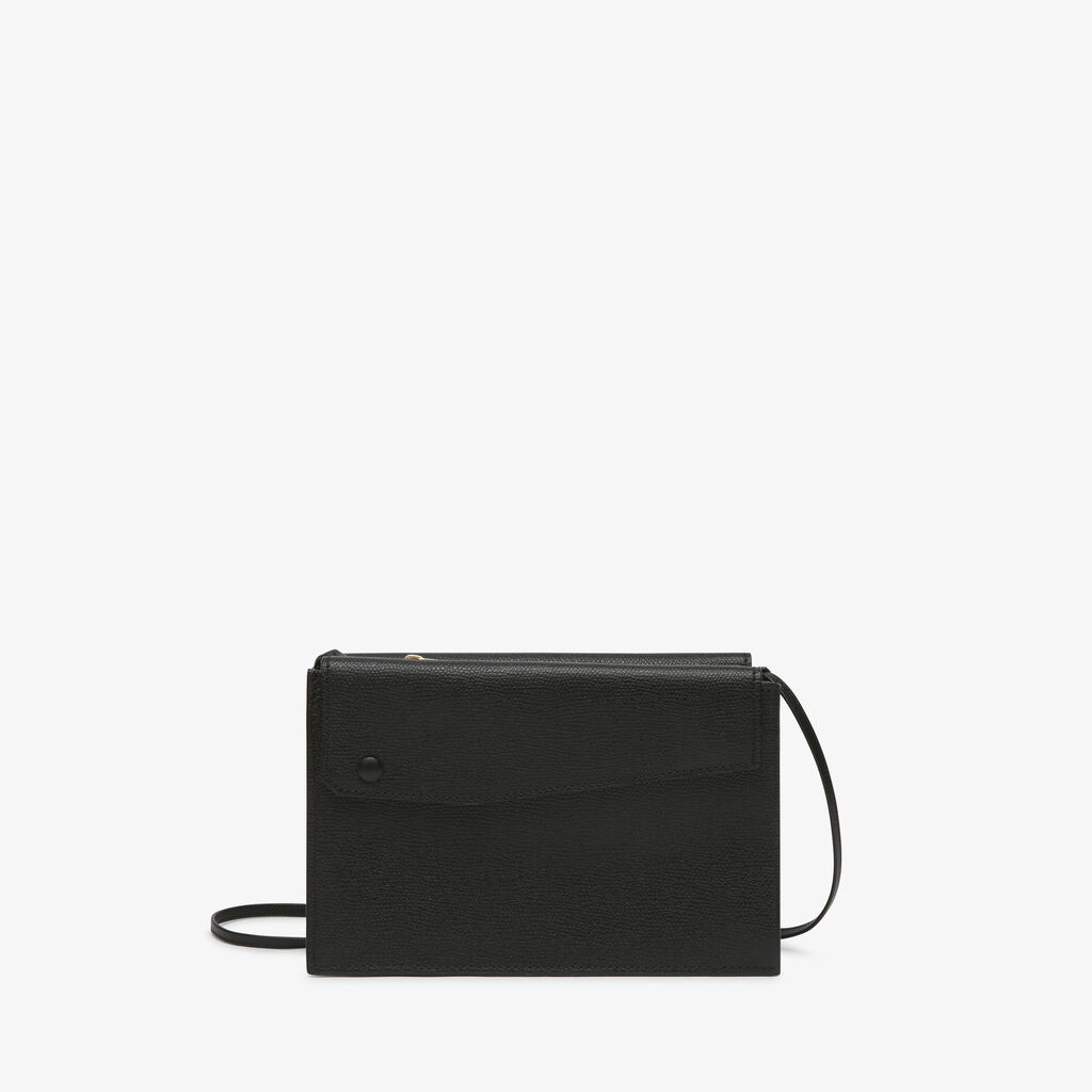 Valextra Borsa a tracolla pocket Slim | Pelle di vitello Millepunte | Nero | Valextra