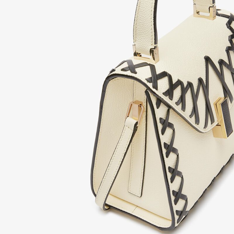 Iside Toji Top Handle Mini Bag - Pergamena White/Black - Millepunte calf leather - Valextra - 4