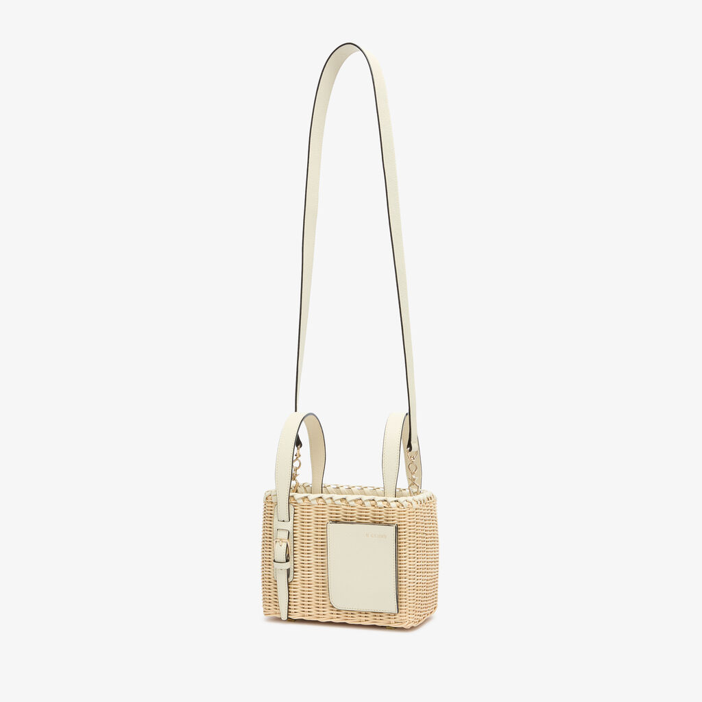 Soft Wicker Bucket Micro Bag - Beige/Pergamena White - Midollino/Vitello VS - Valextra - 5
