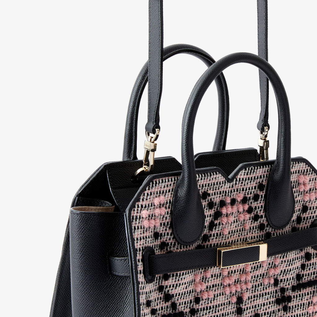 Milano Flower Pibiones Two Handles Mini Bag -  - Tessuto Pibiones Fiore/Vitello Millepunte Soft - Valextra - 4