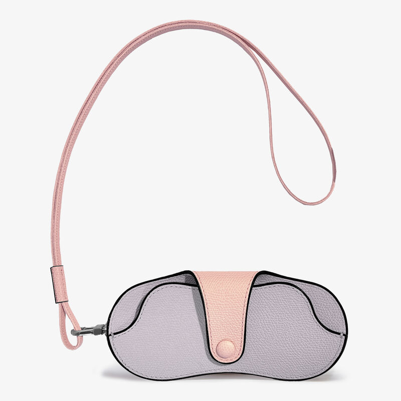 2 COLORS GLASSES HOLDER COLOR-BLOCK WITH STRAP CALF LEATHER VS PALLADIUM,GTPN,gallery