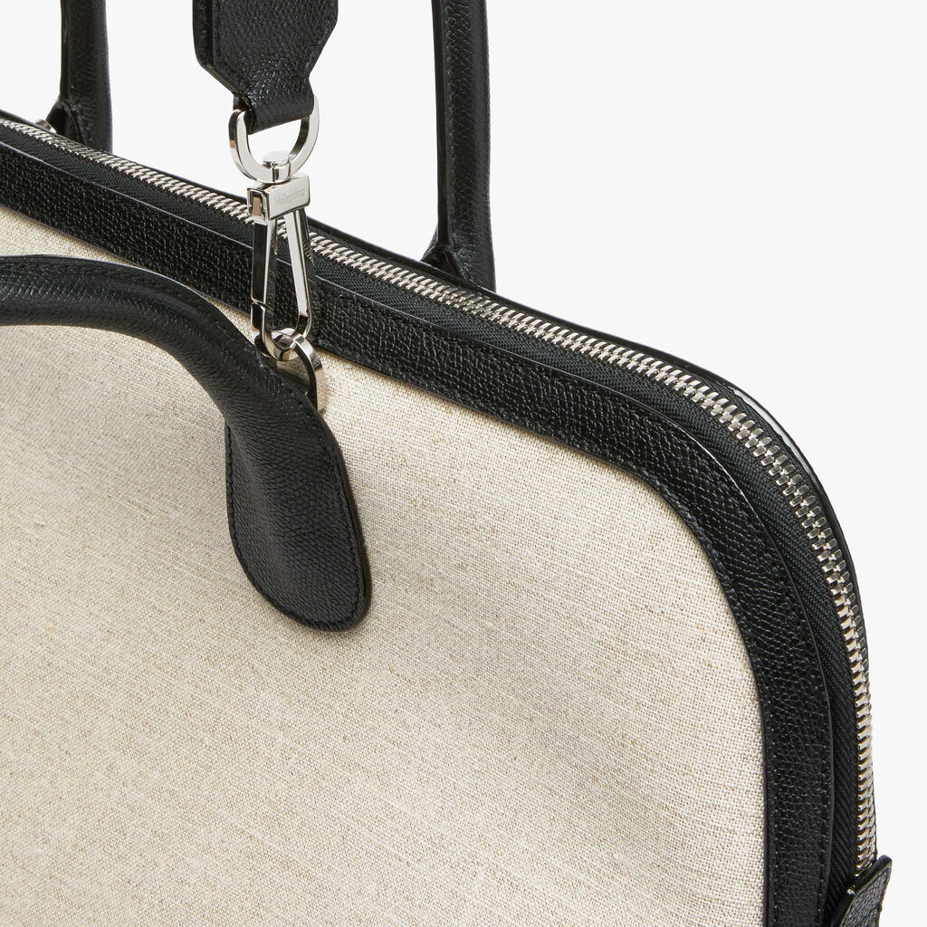 MyLogo Canvas Bowling Bag - Sand Brown/Black - Tessuto Canvas/VS - Valextra - 4
