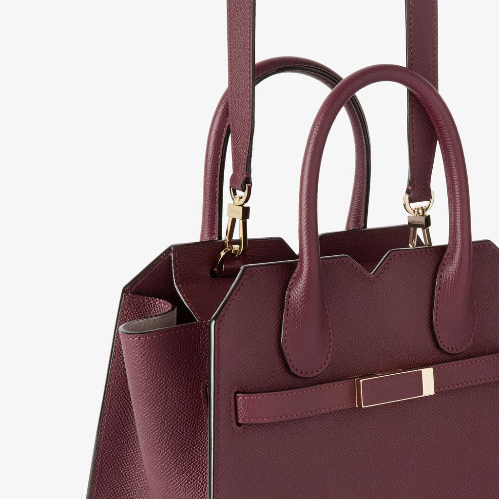 Borsa a due manici Milano Mini - Rosso Amaranto - Pelle di vitello Millepunte Soft - Valextra - 3