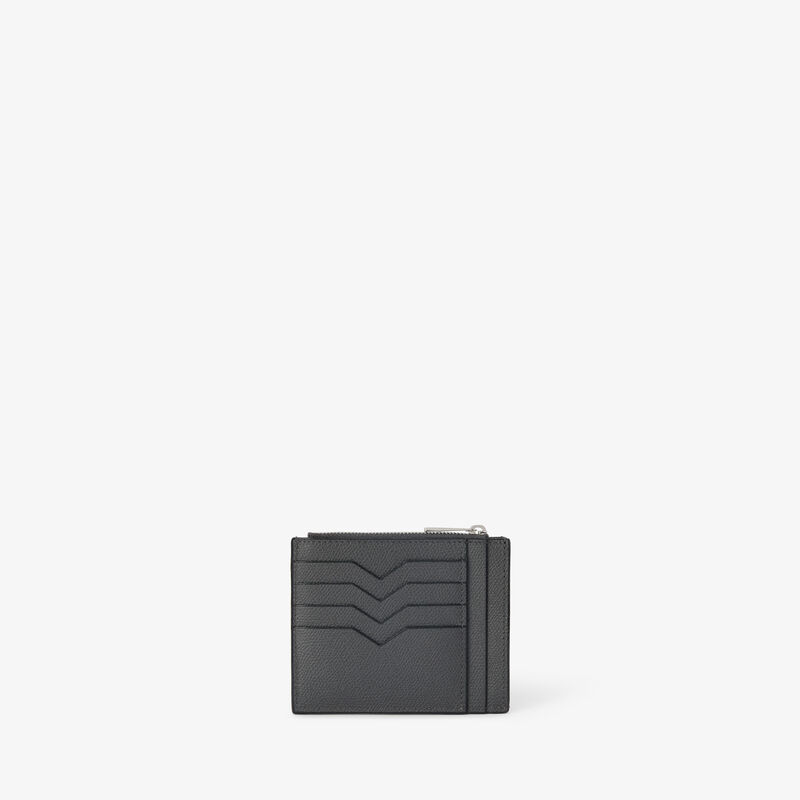 Card Holder 8CC with Zip - Smokey Grey - Millepunte calf leather - Valextra - 1
