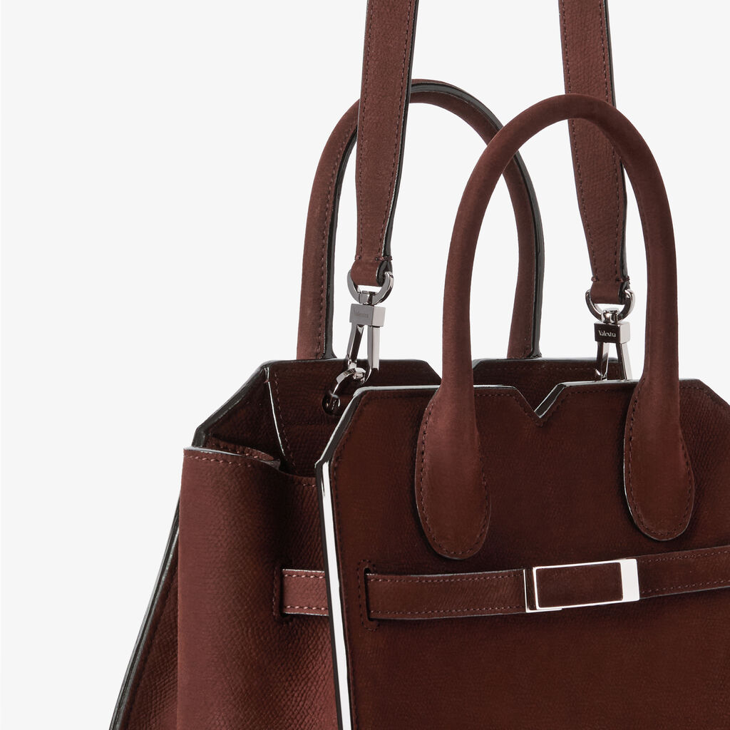 Milano Senso Two Handles Mini Bag - Chocolate Brown - Millepunte Nubuk Senso Leather - Valextra - 3