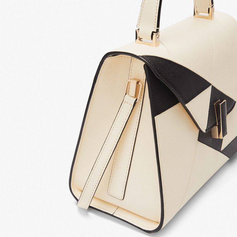 Iside Carousel Top handle Medium bag - Pergamena White/Black - Millepunte calf leather - Valextra - 5