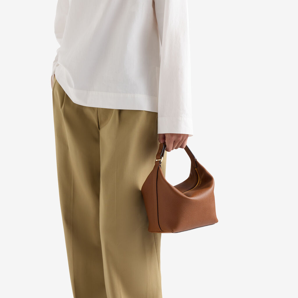Mochi Top Handle Mini Bag - Chocolate Brown - Millepunte Soft calf leather - Valextra - 2